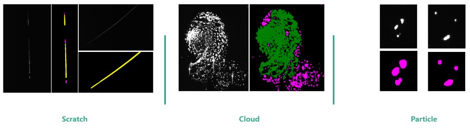 표면 검출 유형 : Scratch · Cloud · Particle